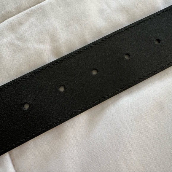 Gucci Authentic Unisex GG Marmont Black Leather Wide Belt Brass Buckle, Sz 80/32 - Picture 12 of 15